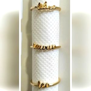 3 Gold Plated 12 Constellation Zodiac Stack Rings! Adjustable Women Jewelry Gift